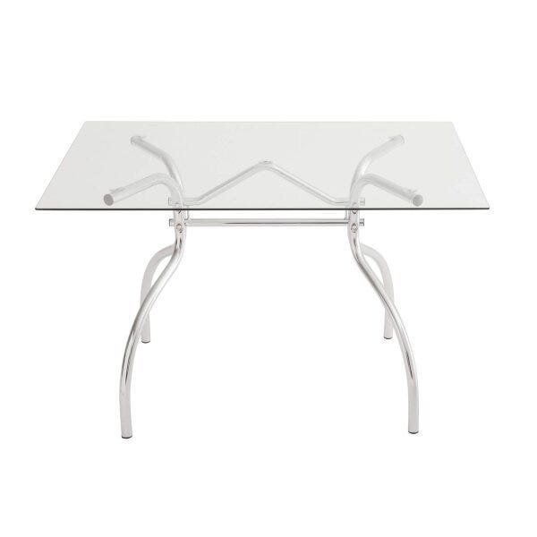 Mesa Retangular com Tampo de Vidro 4025 Transparente/Cromado