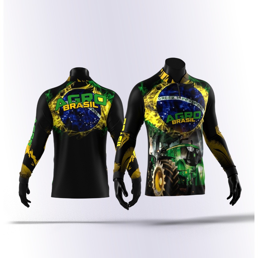 Blusa Camisas Camiseta Agro Masculina Blusa Térmica Proteção Solar UV Manga Longa Boi Trator