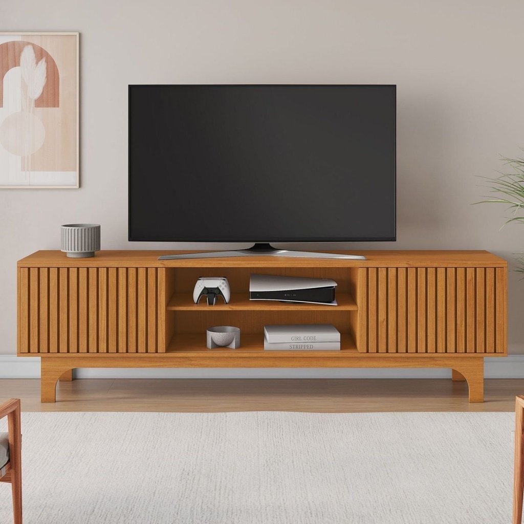 Rack Ripado para TV até 70 Polegadas MDF 200cm Trunfo Candian Amarelo