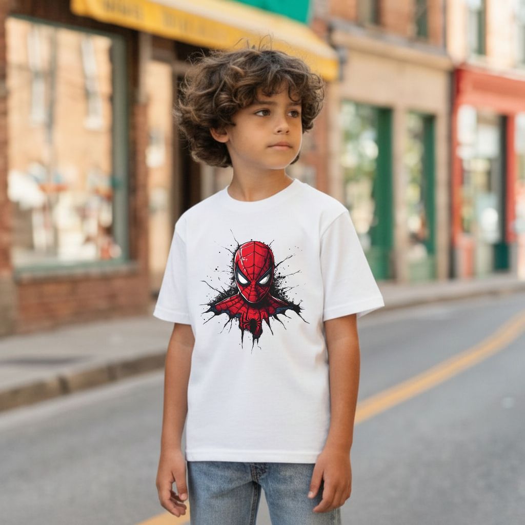 Camiseta Homem Aranha Infantil Masculina Spider Man Filme Algodão Estampada Presente