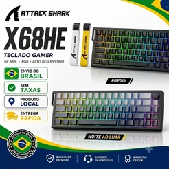 ATTACK SHARK X68HE Teclado Mecânico Magnético Para Games Taxa de Pesquisa 8K Precisão 0,01mm Acionamento Ultra Rápido Me