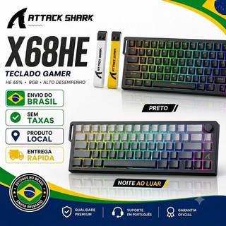 ATTACK SHARK X68HE Teclado Mecânico Magnético Para Games Taxa de Pesquisa 8K Precisão 0,01mm Acionamento Ultra Rápido Me