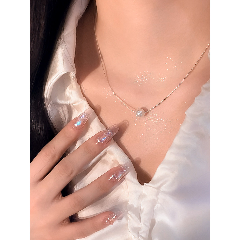 Simples pérola colar luz luxo nicho pérola pingente clavícula corrente feminino High-End transferência grânulo pérola co