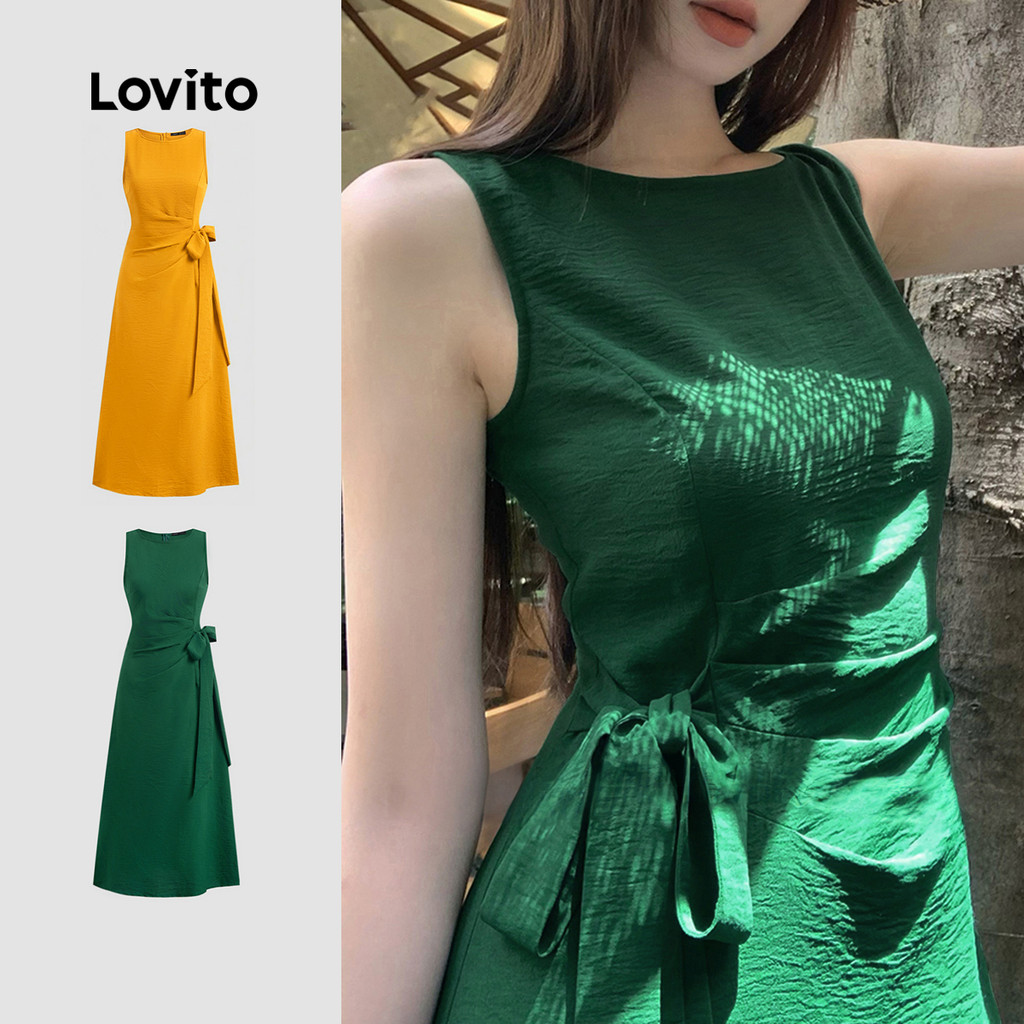 Lovito Elegante Vestido Assimétrico de Primavera/verão em Verde Escuro para mulheres L150AD735