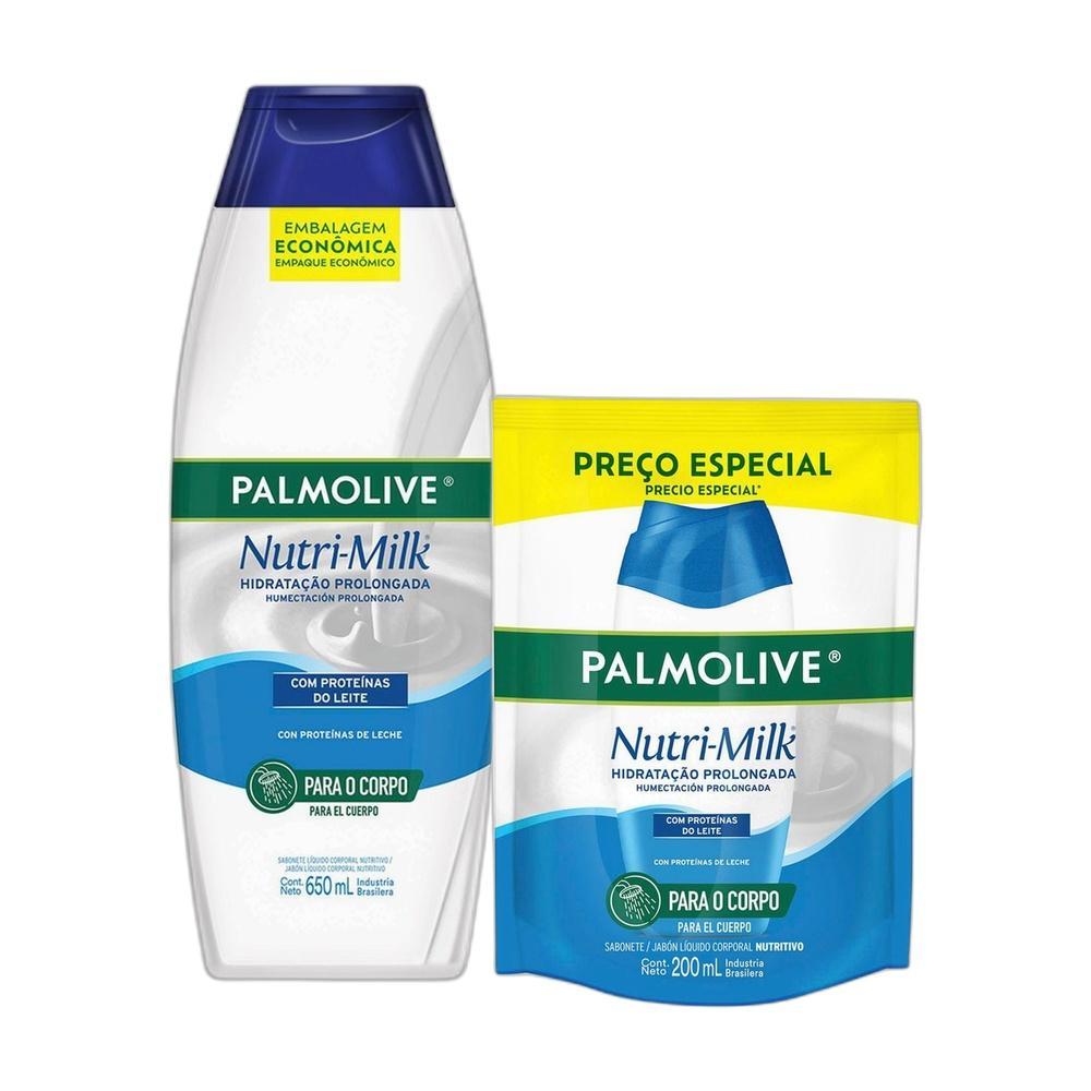 Kit Sabonete Líquido Palmolive Nutri-Milk Hidratante 200ml + Refil Nutri-Milk Hidratação Prolongada 650ml