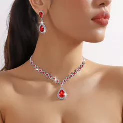 Moda colar 2/3 peças conjunto gota de água brincos de diamante pulseira cheia de diamante joias de noiva