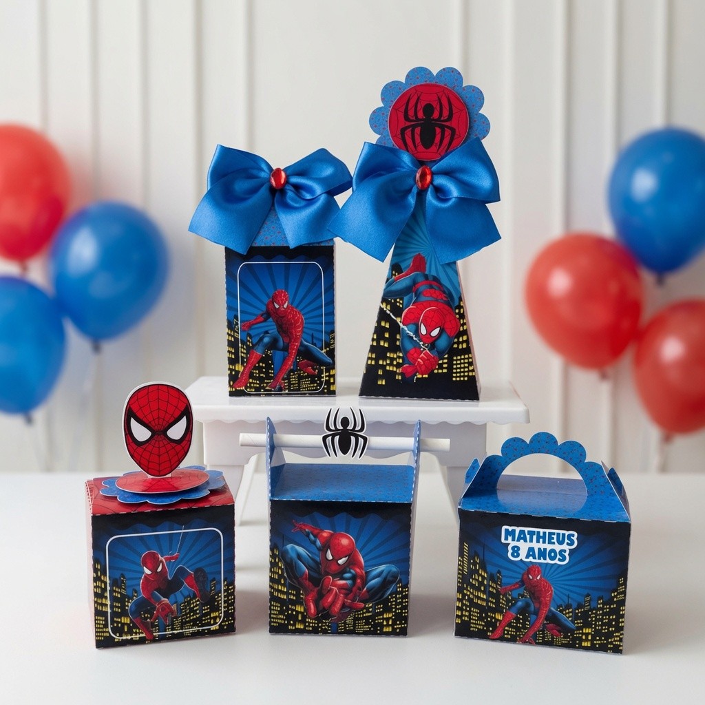 Kit Caixas Personalizada HOMEM ARANHA / Lembrancinha Festa / Kit Festa Homem Aranha / Aniversario