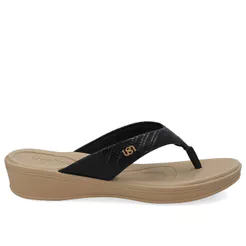 Chinelo Salto Plataforma Couro Preto
