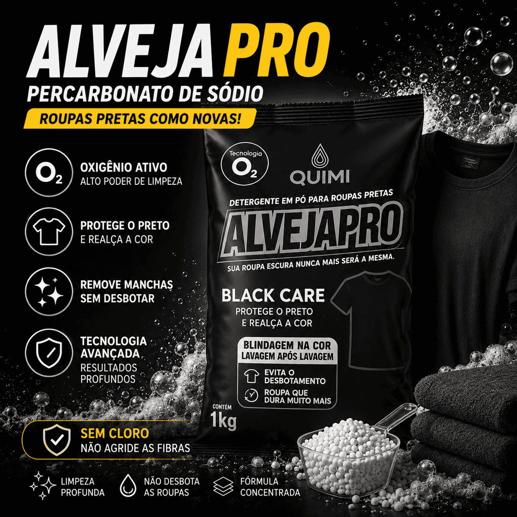 Percarbonato de sódio para Roupas pretas / escuras AlvejaPro Black Care 1KG realça a cor