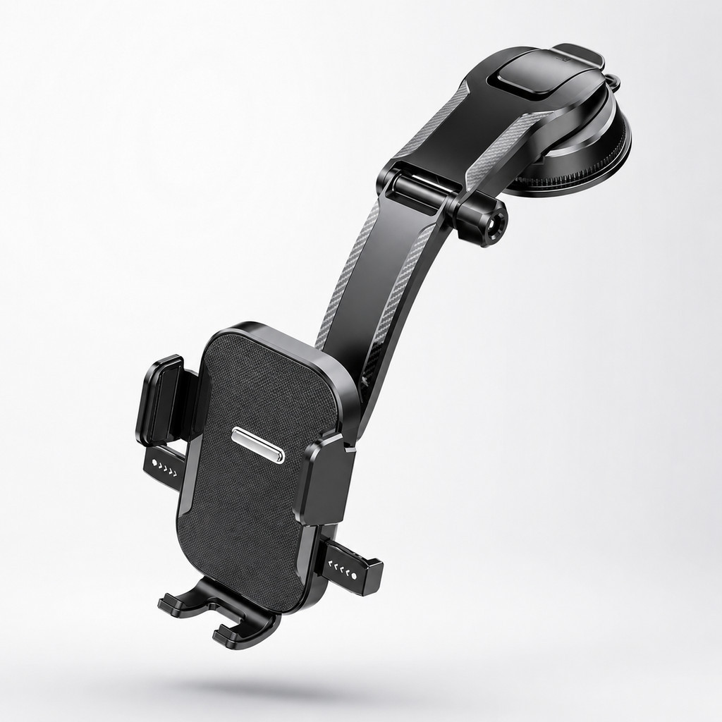 Suporte Veicular para Celular com Ventosa Super Forte Braço Ajustável 270°Trava Automática Universal