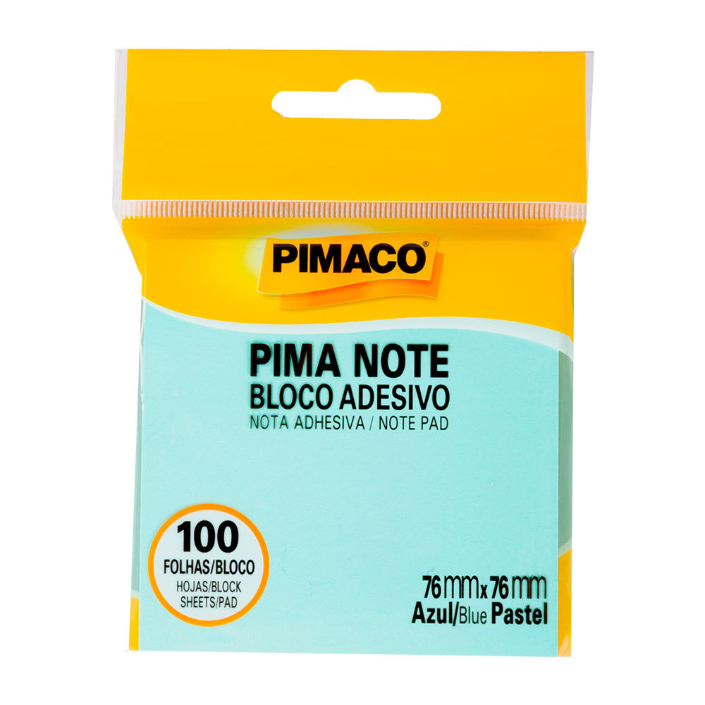 Bloco recado adesivo Pima Note Azul Pastel 76x76mm 100 fls Pimaco