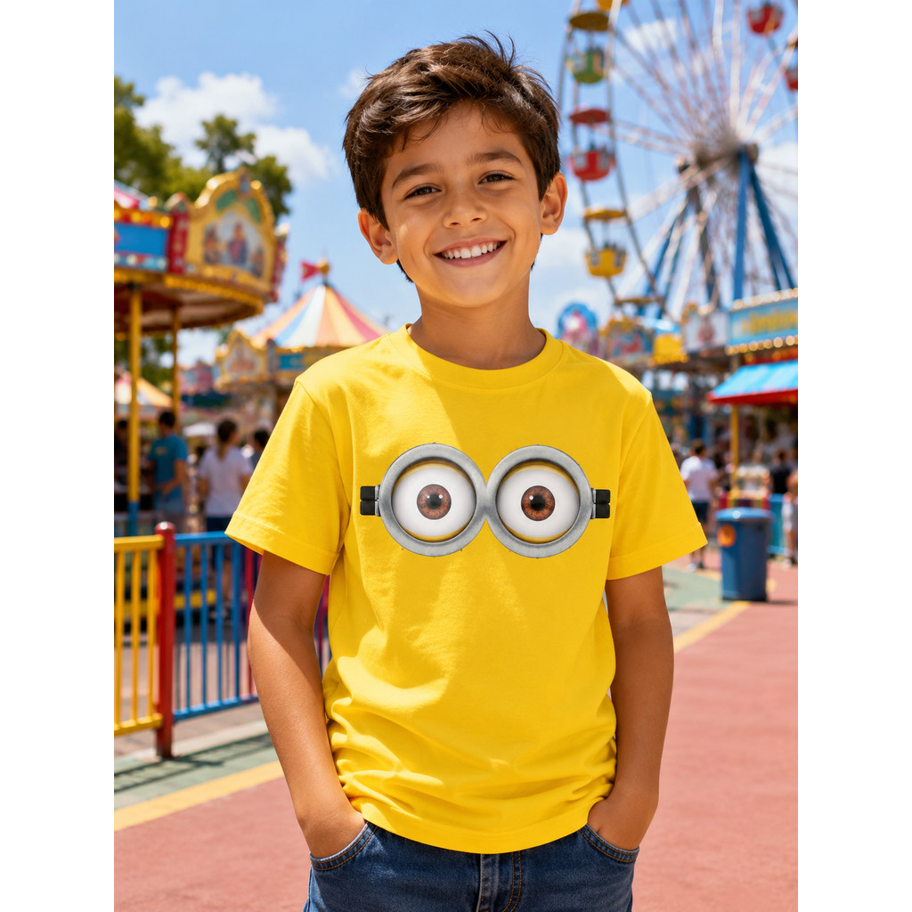 Minions - CAMISETA Fantasia Infantil Personagens Meninos 100% Algodão Confortável Básica Estilosa