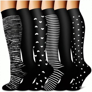 【Conforto Diário】[Suporte Ideal] Calcetines esportivos até o joelho, 6 pares. Meias de Compressão/Esporte/Saúde