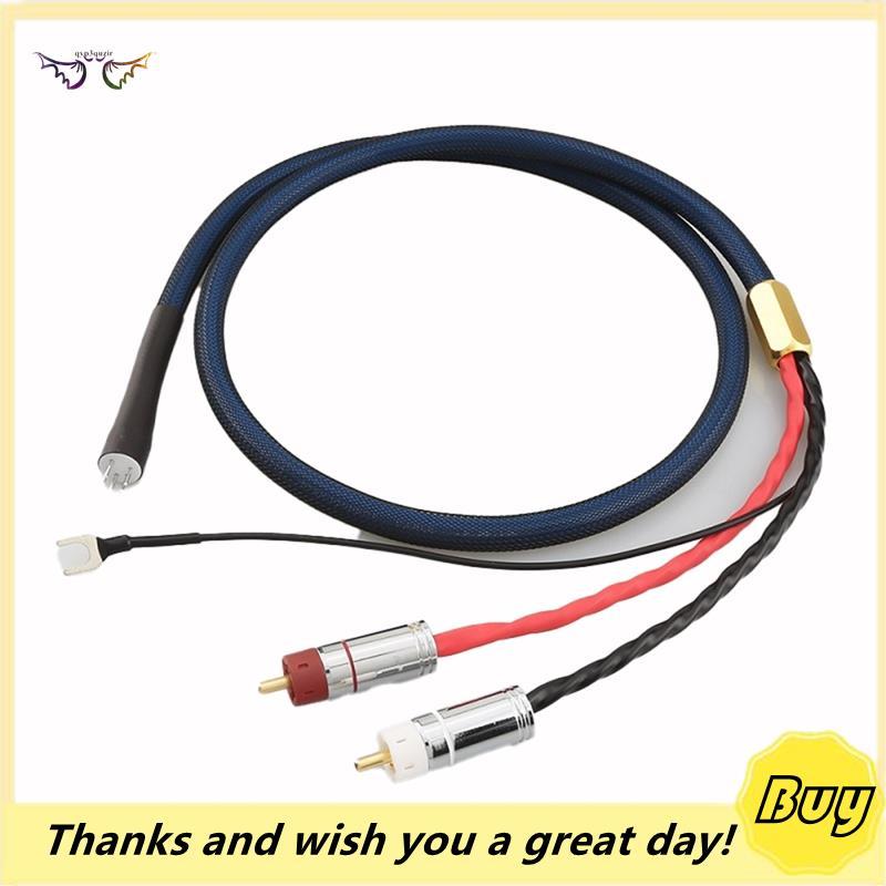 Cabo De Áudio Banhado A Prata OFC Para 5DIN Macho U Spade Plug Audio Phono Tonearm Cable
