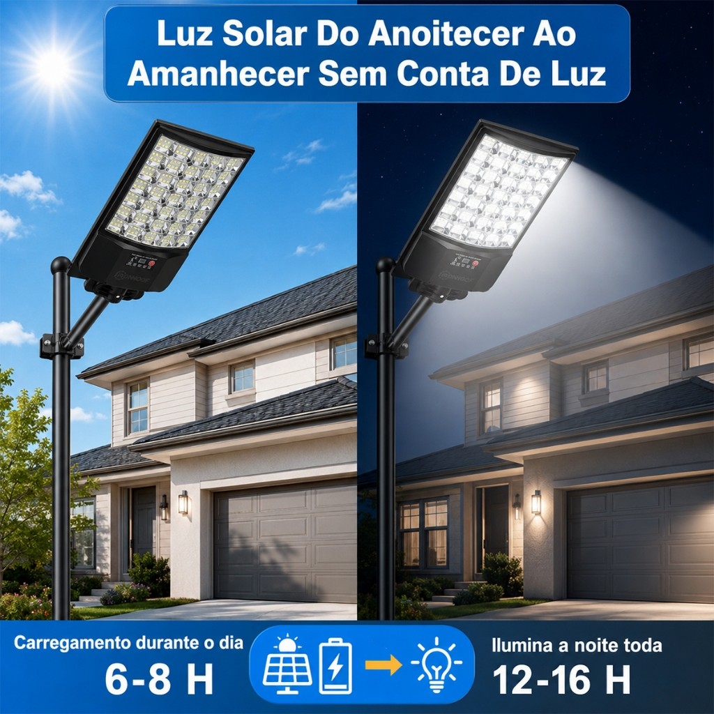 Kit 2 Luminária Solar Holofote Solar Com Controle 2400W/2200W/2000W/1600W — imagem 2 de 2
