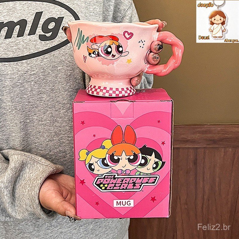 Caneca de cerâmica para meninas Superpoderosas, caneca de cerâmica para meninas, leite doméstico de alto valor, café da