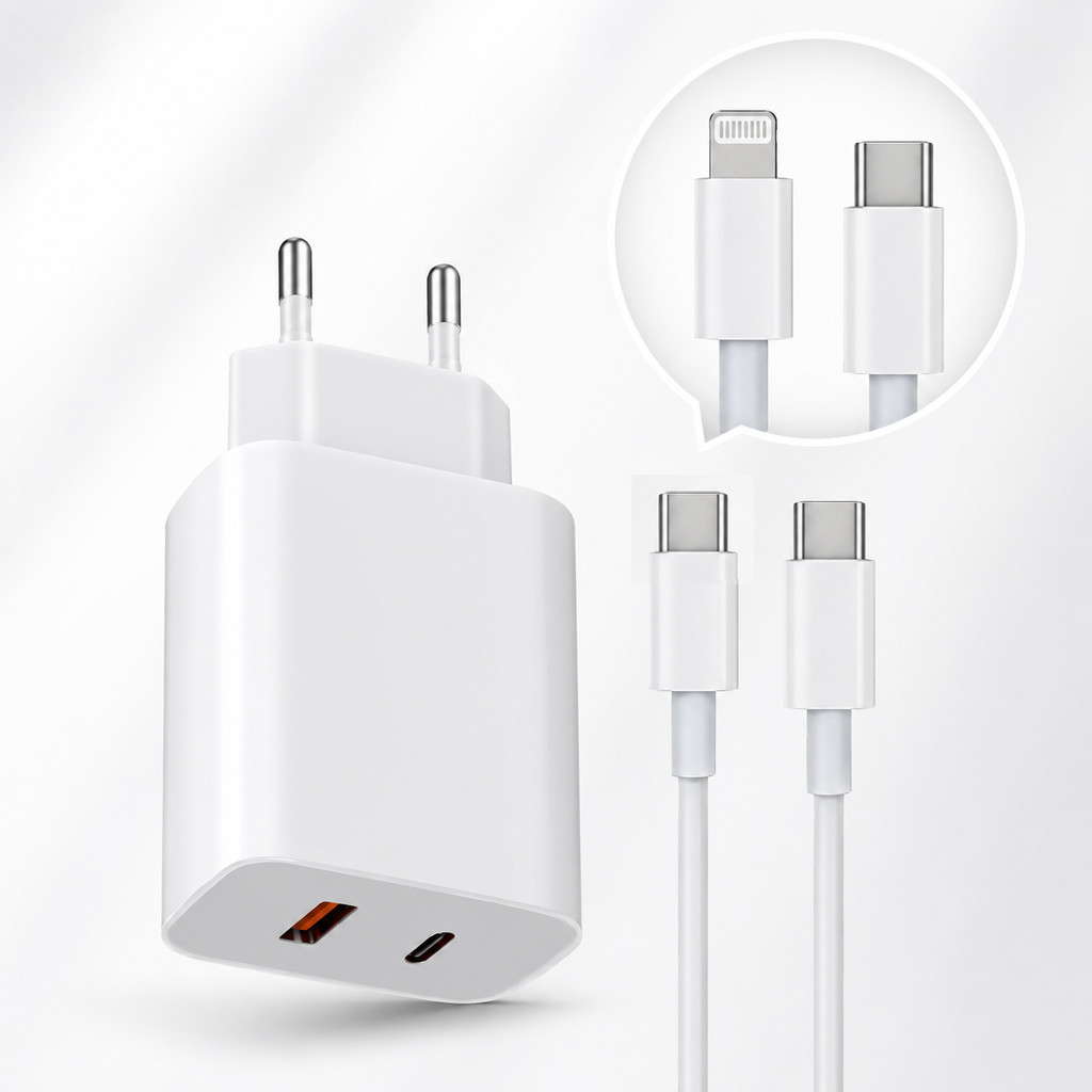 Carregador Rápido 45W LEHMOX LE-405 com Cabo 1m USB-C ou iOS Homologado