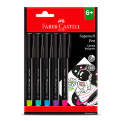 Caneta hidrográfica Supersoft Pen 1.0mm BPSS/ES5ZF\356522 com 5 unidades Faber-Castell