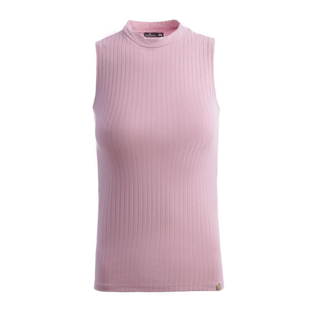 Blusa Regata Canelada Autentique Feminina Rosa Viscose Elastano