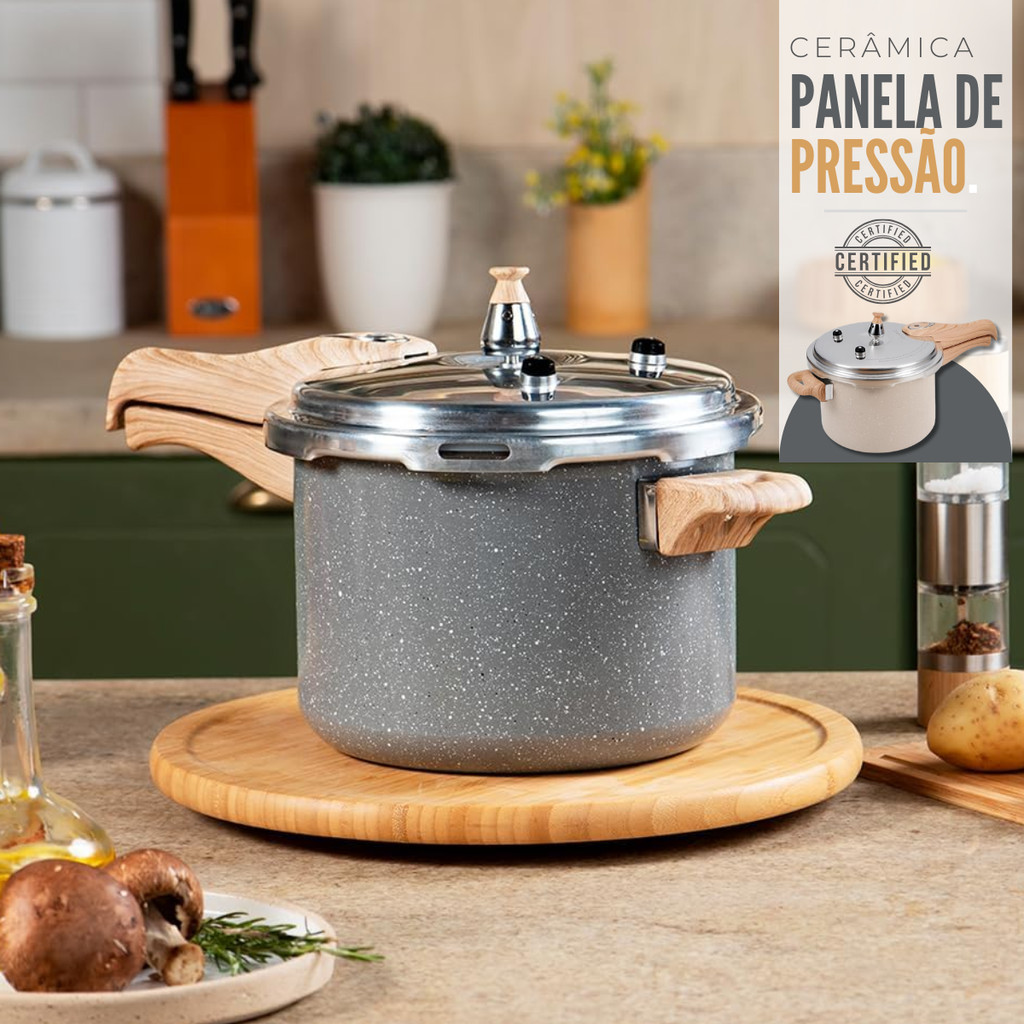 Panela De Pressão Indução Ecoglide 4,2l Cremic Antiaderente Cerâmico