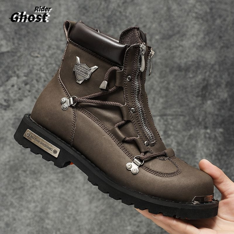 Botas Masculinas De Alta Qualidade Para Motocicleta , Estilo Punk , Antiderrapante , Resistente Ao Desgaste , Vários Zíp