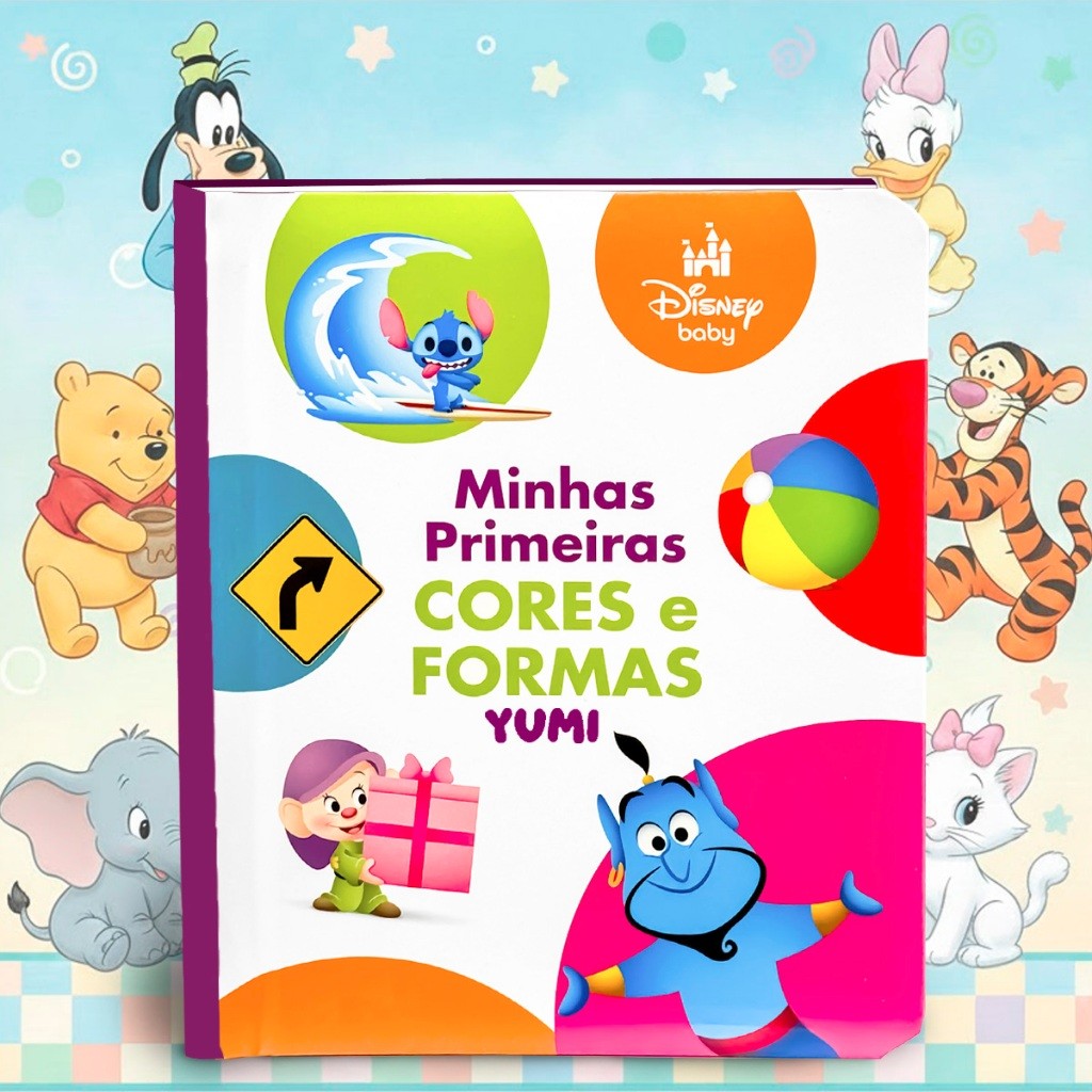 Livro Infantil do Bebê Minhas Primeiras Cores e Formas Disney Baby Capa Dura Premium