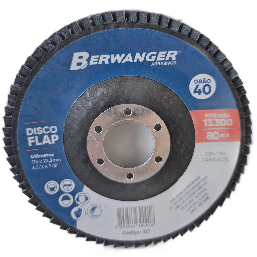 KIT 10 DISCOS FLAP 4 1/2 GRAO 40 ( 115 x 22mm P40 )