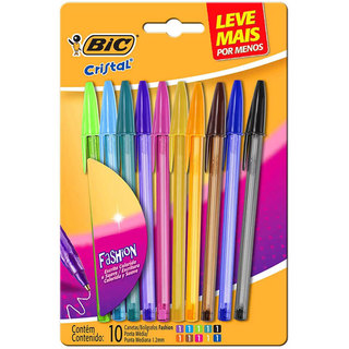 Caneta esferográfica Cristal Fashion 1.2 com 10 unidades Bic