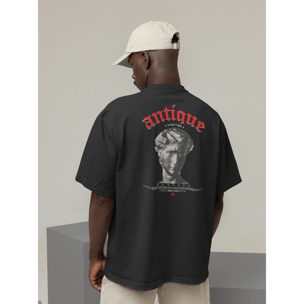 Camiseta Oversized Gola Alta Streetwear Masculino e Feminino 100% Algodão  Preto e Off Whte Estampado - ANTIQUE