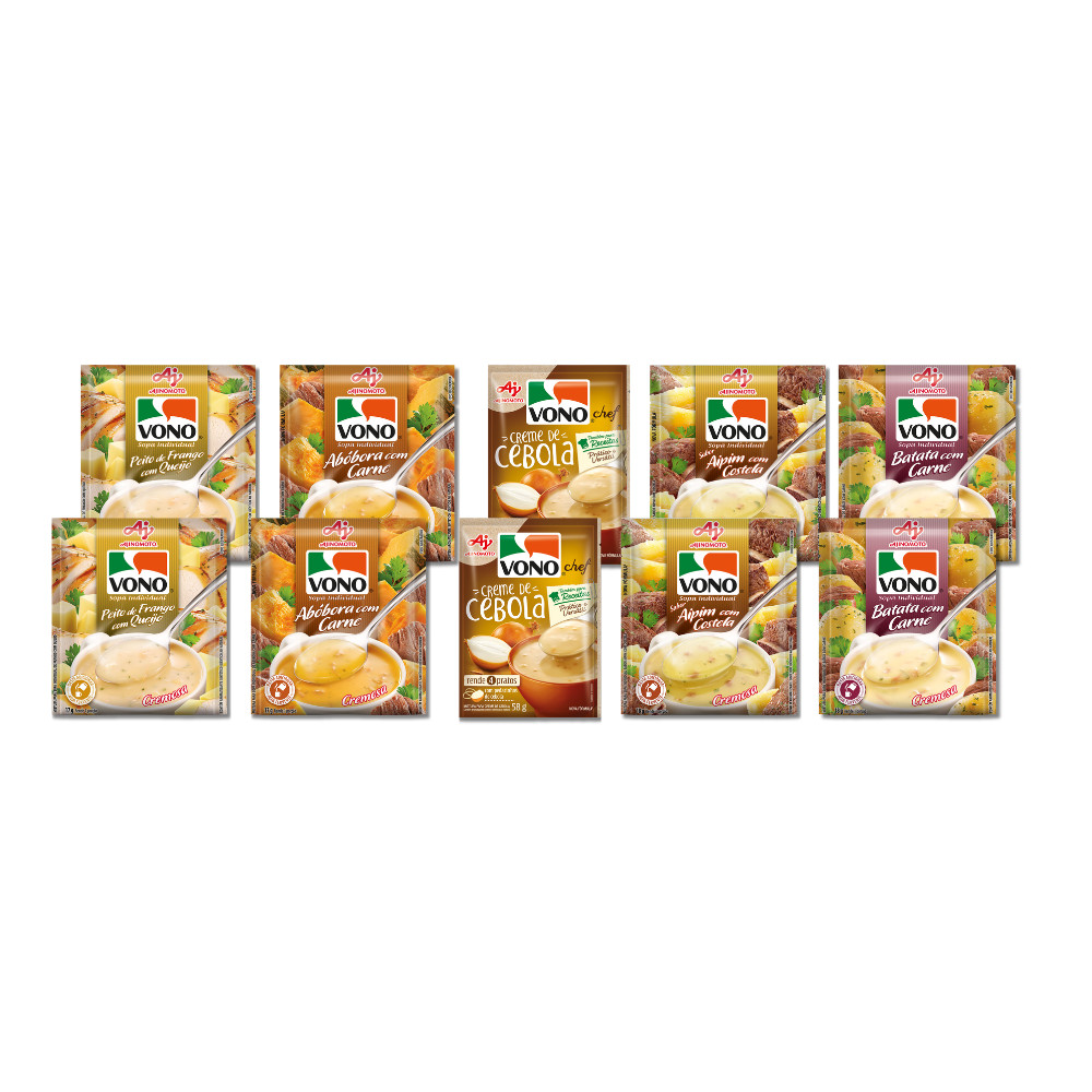 Imagem Kit Sopa Vono Cremosa Instantânea 10un 5 Sabores Ajinomoto
