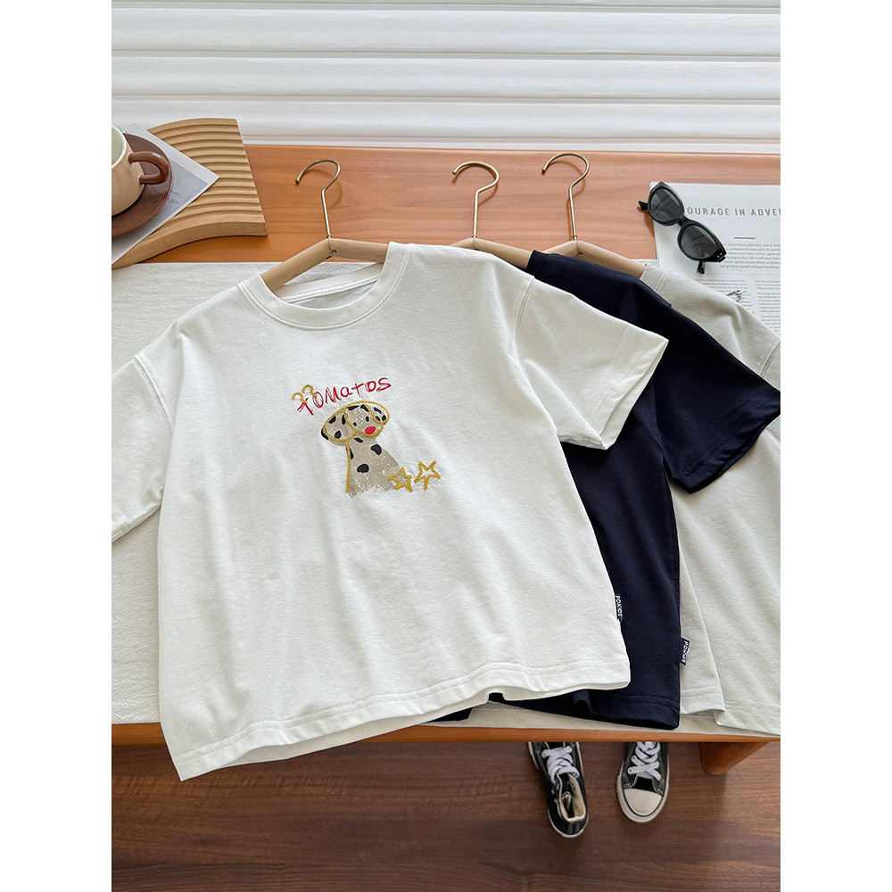 Meninos de manga curta verão 2026 novo estilo crianças solto versão coreana camiseta meninos moda Casual meia manga verã
