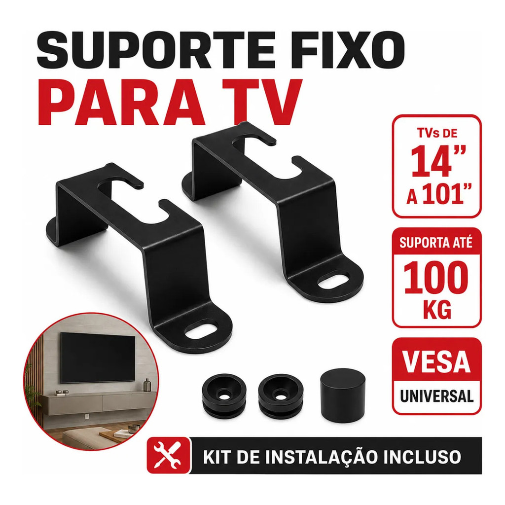 Suporte Universal Fixo Para Televisão e Monitor Smart TV LED LCD 4K Parede Paine