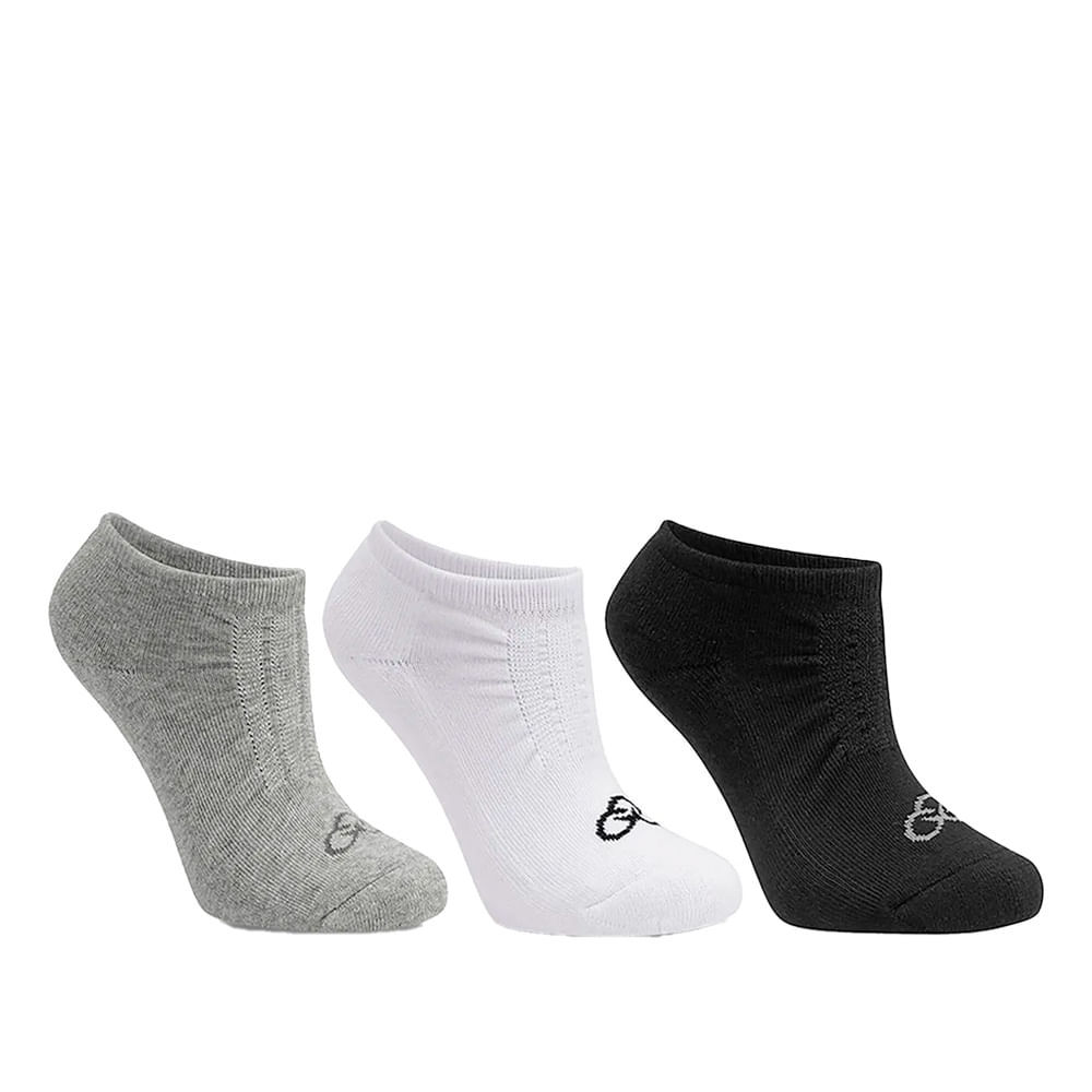 Meia Masculina Olympikus Kit 3 Pares Branco/Preto/Cinza