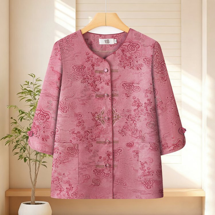 Novo estilo roupas ternos de meia-idade idosos roupas femininas 2026 idosos roupas de manga média mãe roupas topos mãe e