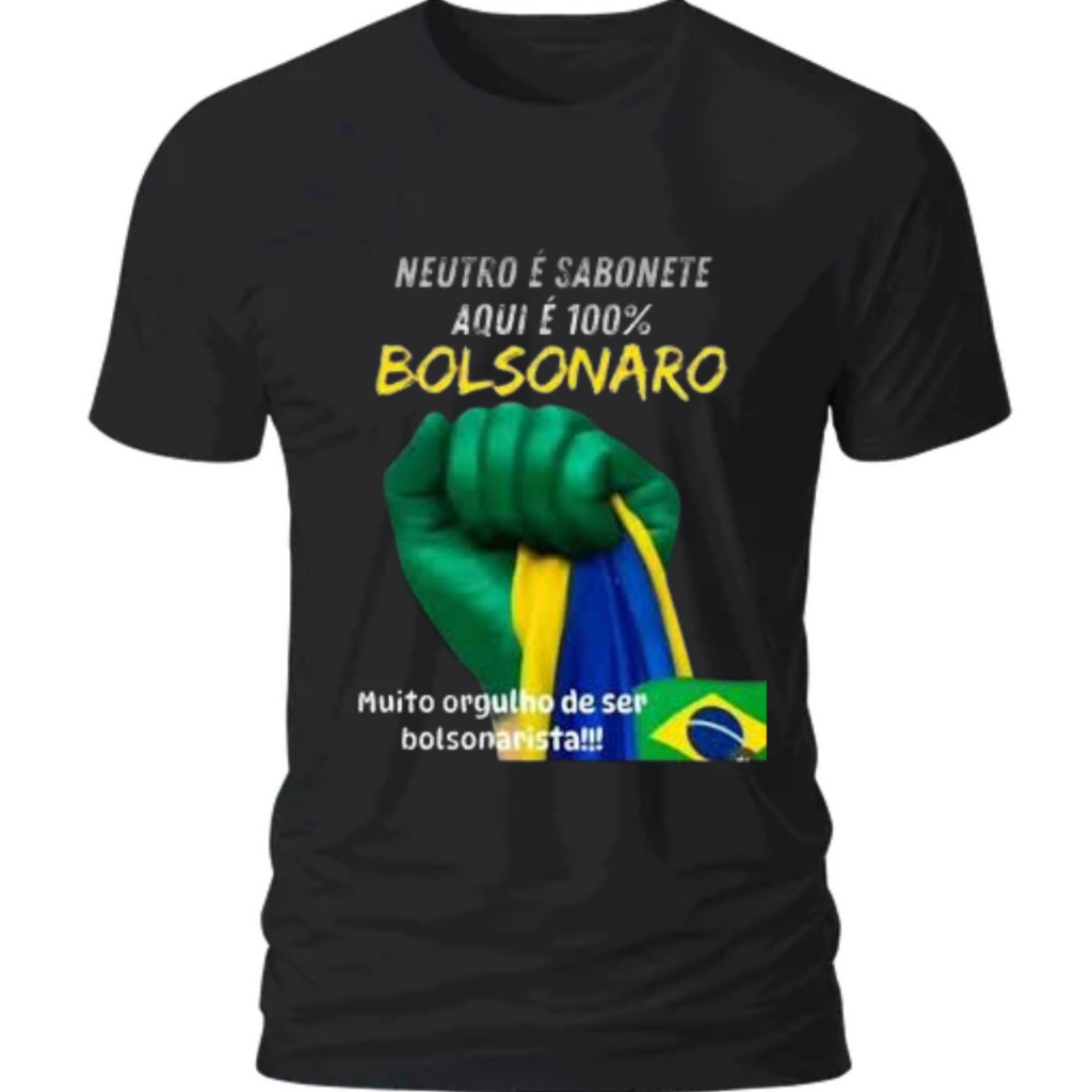 Camiseta Bolsonaro Unissex 100% Algodão Estampada 100% Algodão Muito confortavel
