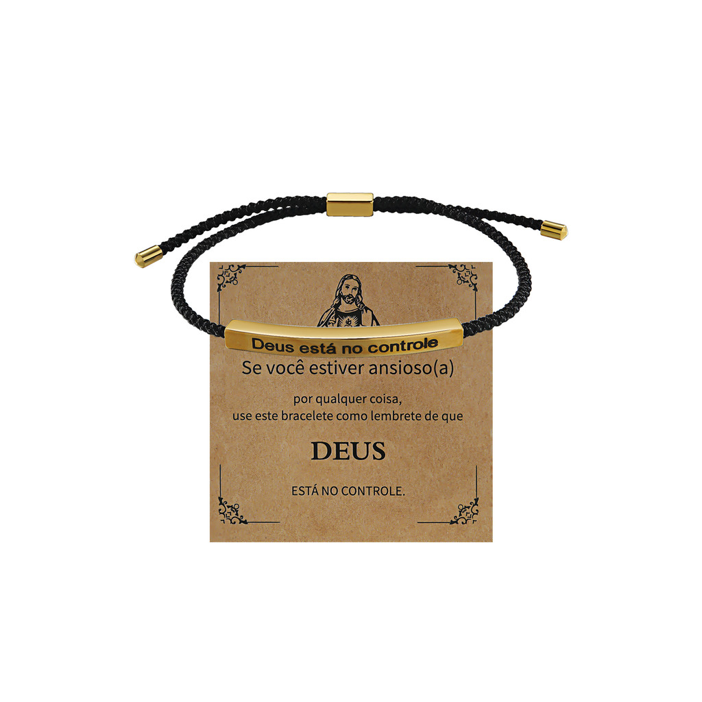 LOMISS Pulseiras Ajustáveis Em Aço Inoxidável Corda Preta Para,Personalização,Deus está no controle,Não deixe os dias d