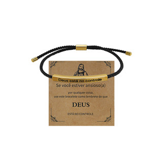 LOMISS Pulseiras Ajustáveis  Em Aço Inoxidável Corda Preta Para,Personalização,Deus está no controle,Não deixe os dias d
