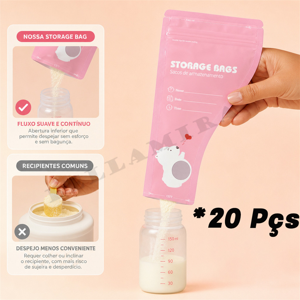 20 Pçs Portátil Saco Para Armazenamento De Fórmula Infantil, Saquinhos Para Porção Individual De Fórmula，Portátil