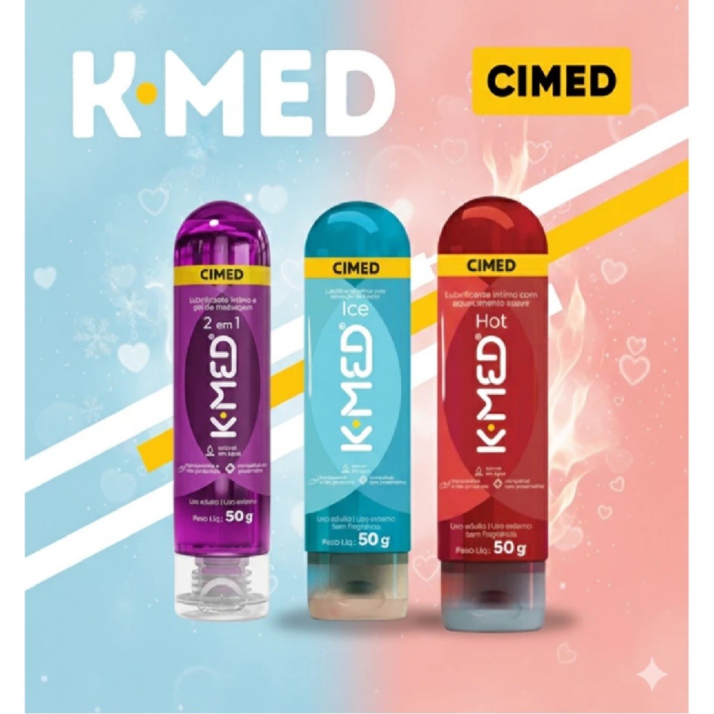 Gel Lubrificante Íntimo K-med Neutro, Hot ou Ice 50g. Mais Vendido Kit ou Unidade