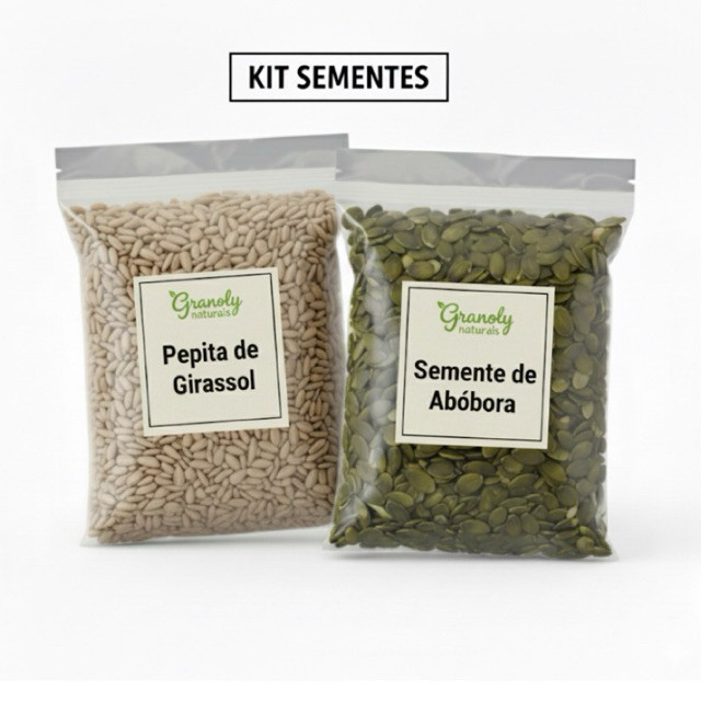 Pepita de Girassol Crua + Semente de Abóbora Crua Sem Sal • Kit 100g/200g