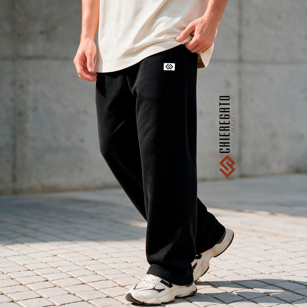 Calça Baggy Moletom Wide Leg Masculina Calça Reta Forrada Larga Despojada Streetwear Premium Original