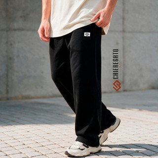 Calça Baggy Moletom Wide Leg Masculina Calça Reta Forrada Larga Despojada Streetwear Premium Original