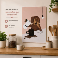 Placa Decorativa Cantinho do Café MDF – Cachorro com Café Decoração Cozinha Criativa
