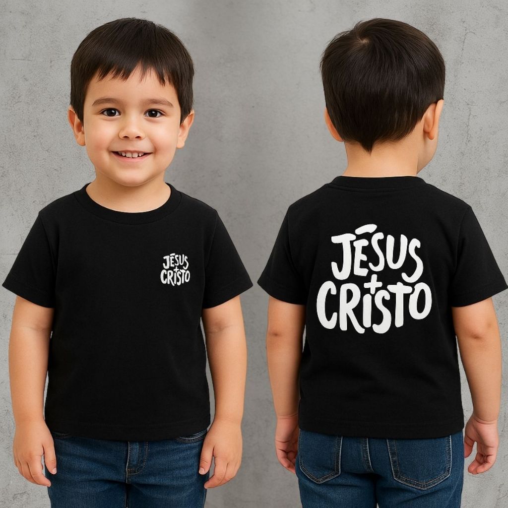 Camiseta Infantil Unissex Algodão Jesus Cristo 100% Algodão Premium Envio rápido
