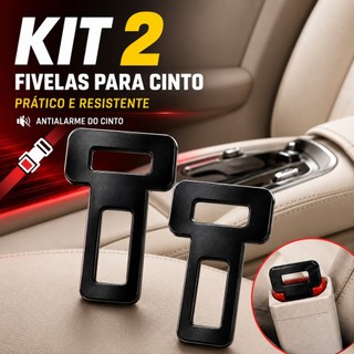 Kit Fivela Cinto de Segurança Universal Clip Anti Som Alarme Sonoro para Carro e Veículo Sem Barulho