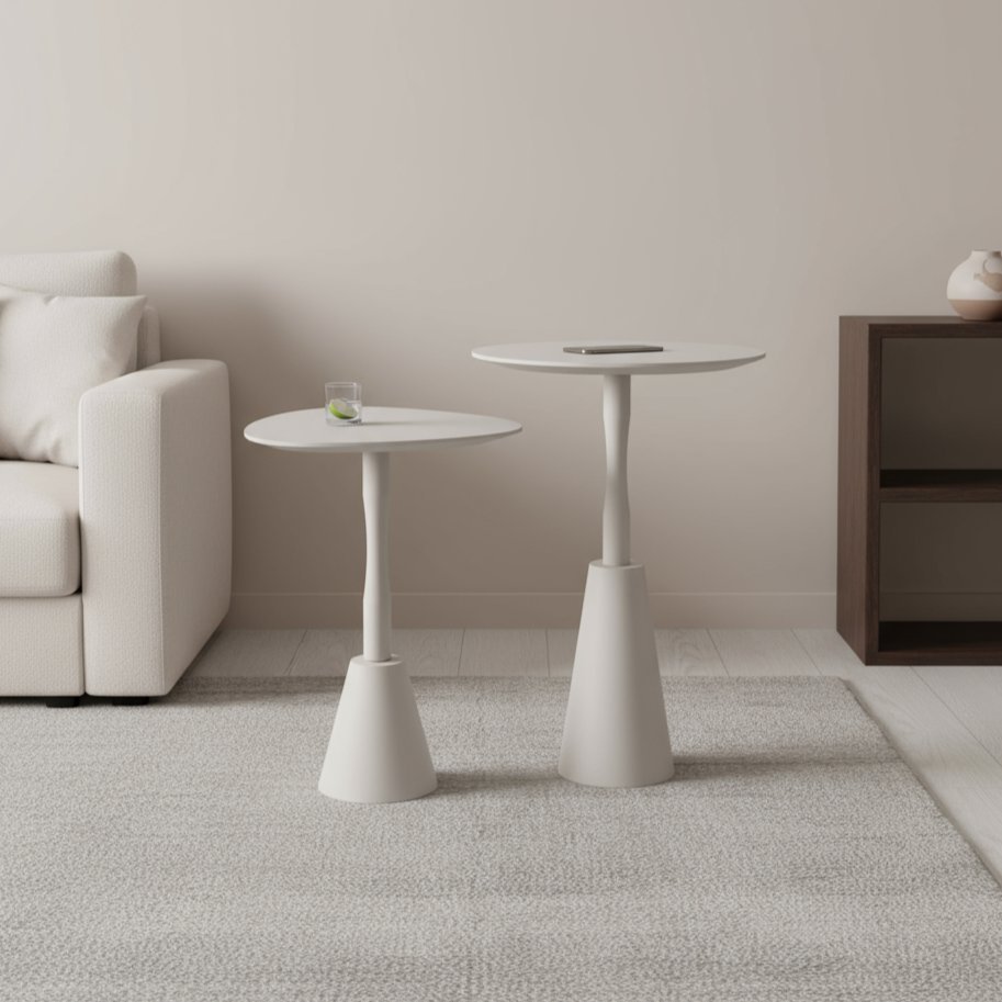 Conjunto Mesa Lateral de Canto Napoli 65x40x40cm Cinza 100% MDF