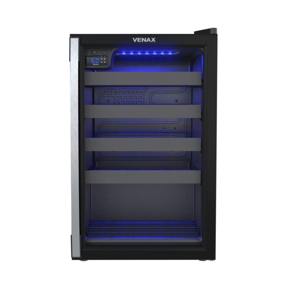 Imagem Adega Climatizada Venax Piubella 100 24 Garrafas Porta de Vidro Duplo Preto 220V