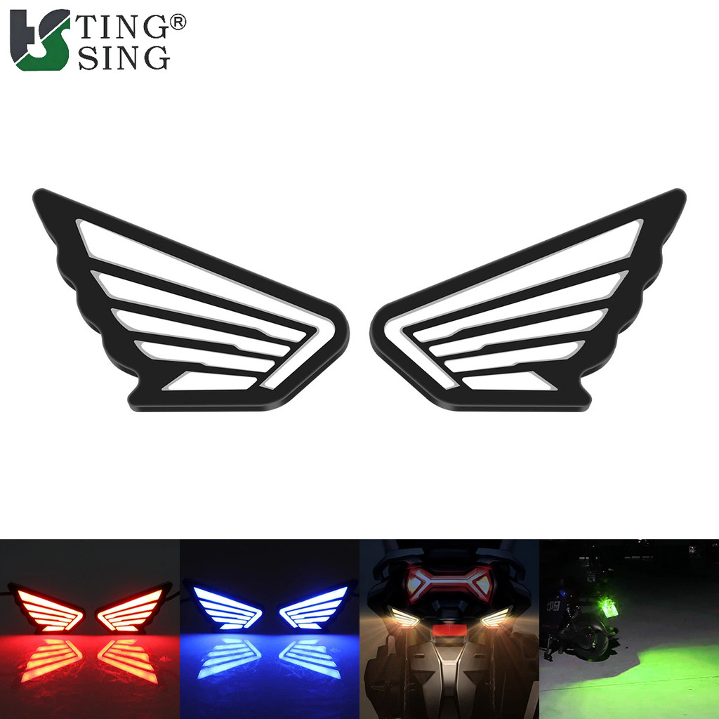 2 Pçs Motocicleta Mini Anjo Asa Forma LED Cauda Lâmpada Decorativa Strobe Flash Luz Anti-Colisão De Advertência Peças Mo