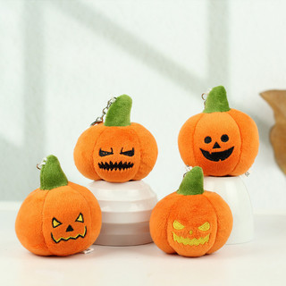 Pronto estoque engraçado Halloween abóbora chaveiro pingente criativo boneca de pelúcia pequeno fantasma abóbora pingent