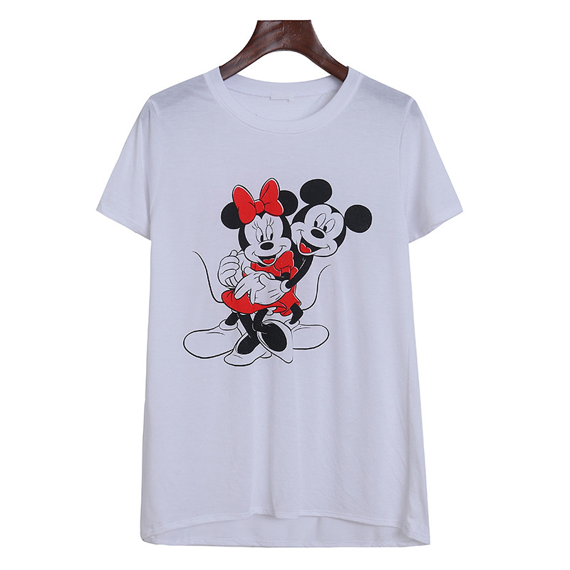 Comércio exterior verão dos desenhos animados Anime impresso em torno do pescoço de manga curta camiseta versão coreana 